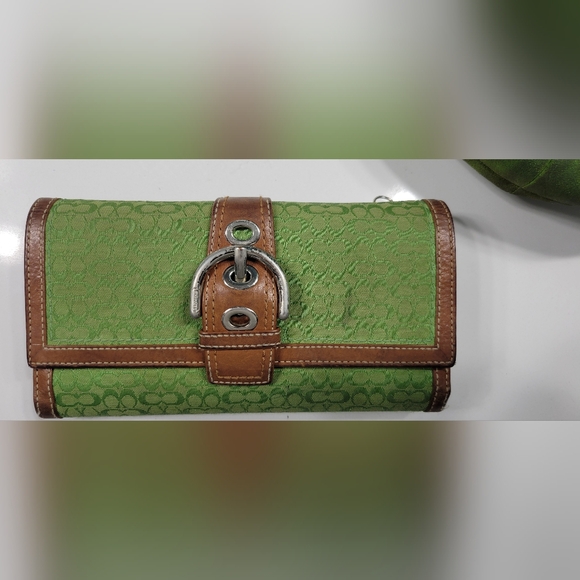 Green canvas & suede Signature Coach Bag & Wallet - Picture 6 of 12